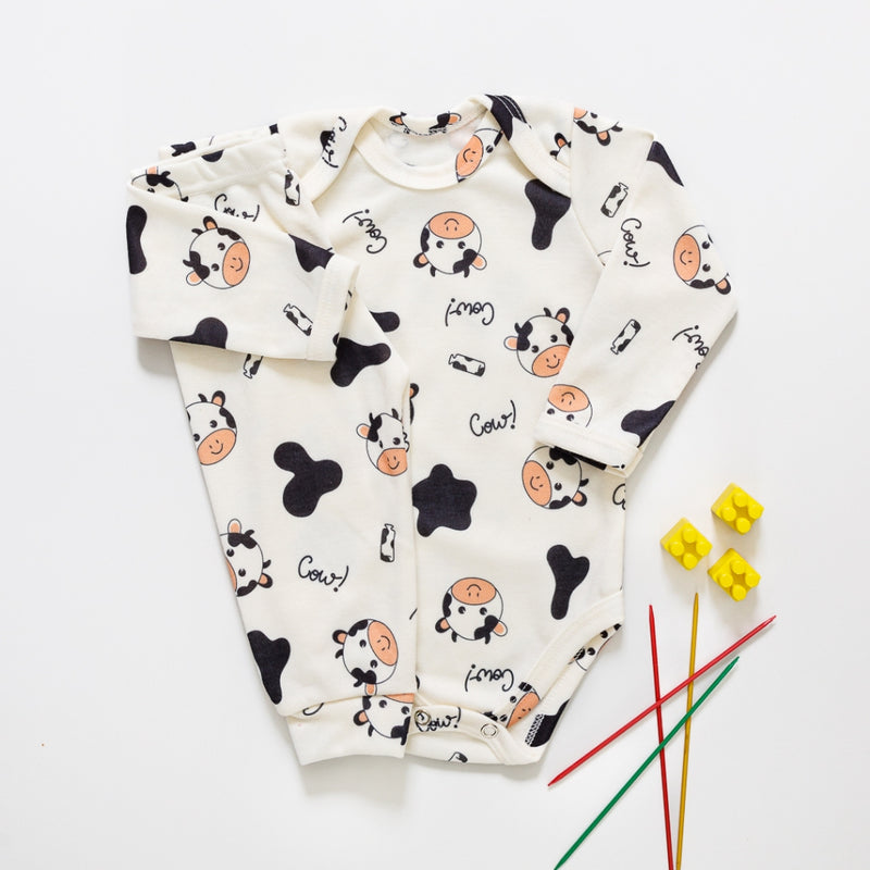 Conjunto Bebê Antialérgico Pagão Body e Calça Longo Vaquinha Branco