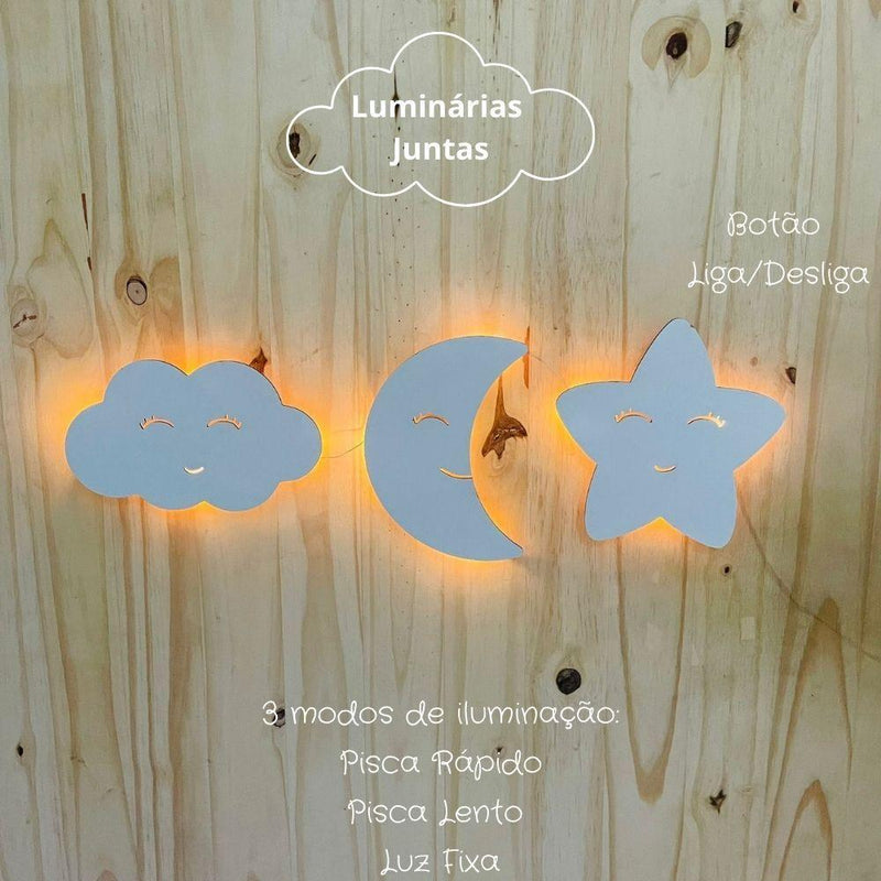 Kit de Luminárias Sol, Lua e Estrela