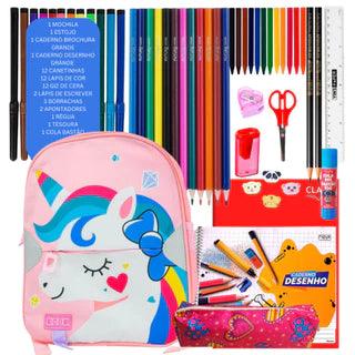 Kit Mochila com Material Escolar Infantil Completo