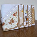 kit com 5 Fraldinhas De boca 100% Algodão Com Porta Chupeta