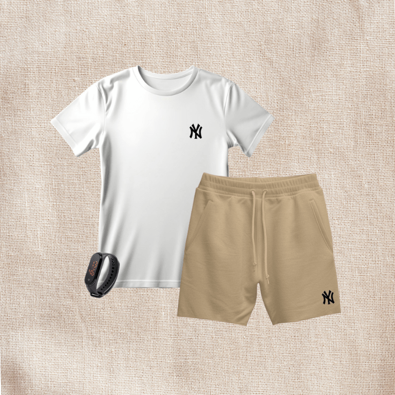 Kit Camiseta Masculina e Short Moletinho + Rélogio Smart