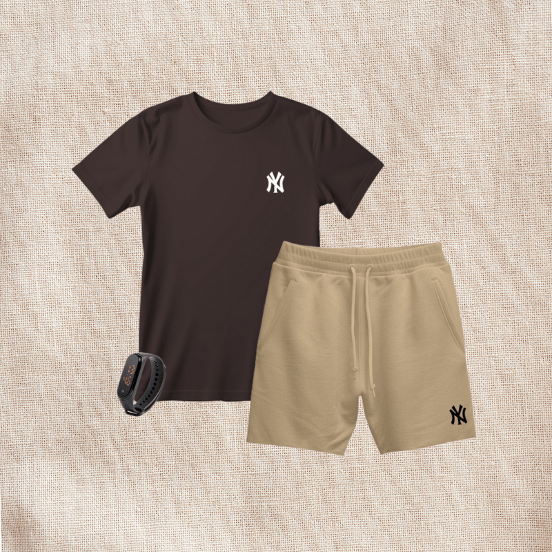 Kit Camiseta Masculina e Short Moletinho + Rélogio Smart