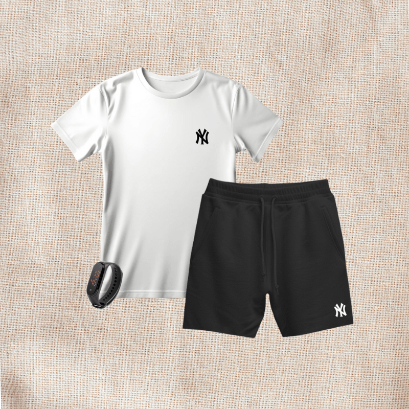 Kit Camiseta Masculina e Short Moletinho + Rélogio Smart
