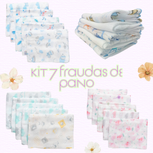 Kit 7 Fraldas de 100% Algodão