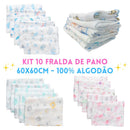Fraldas de pano kit com 10 unidades